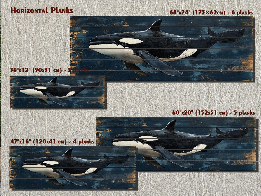 Killer Whale Orca Distressed Wood Wall Art