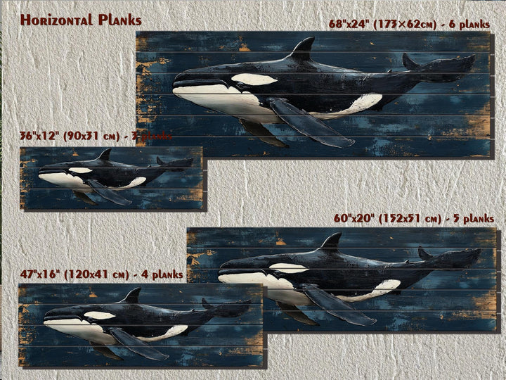 Killer Whale Orca Distressed Wood Wall Art