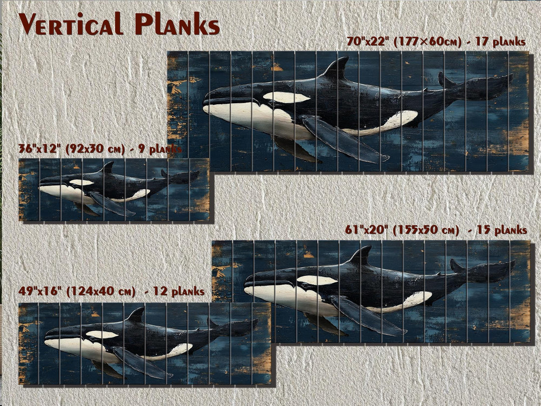 Killer Whale Orca Distressed Wood Wall Art