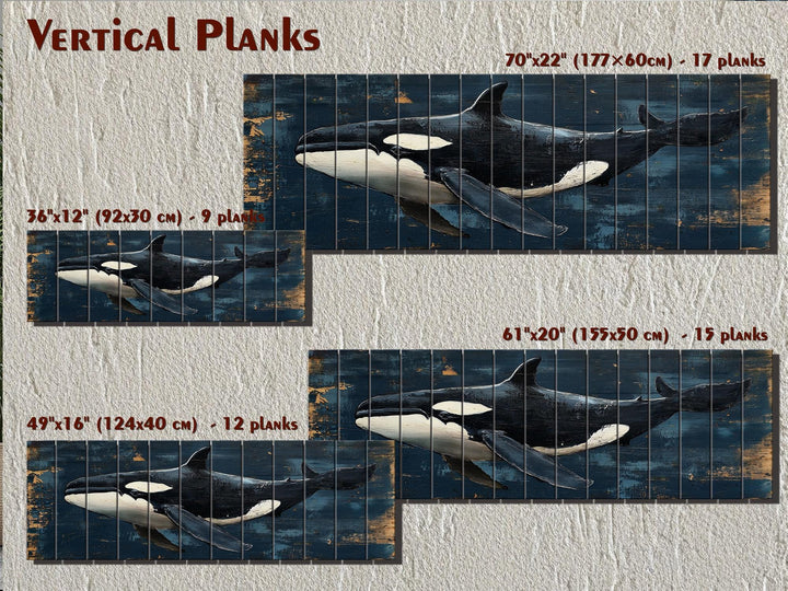 Killer Whale Orca Distressed Wood Wall Art