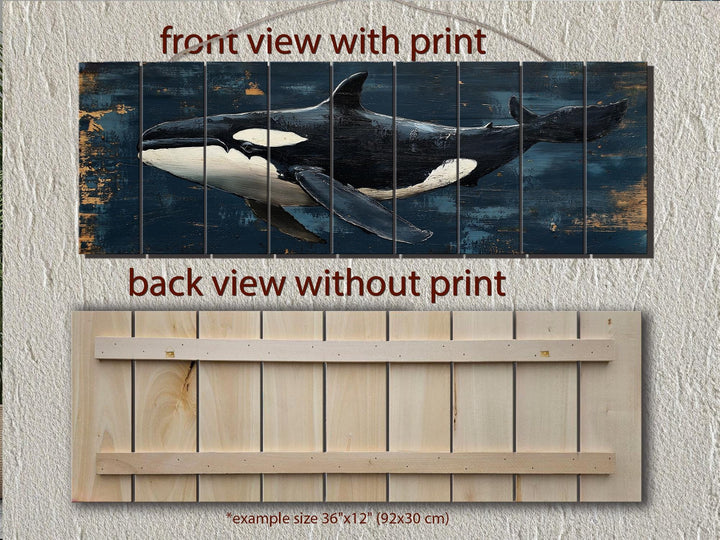 Killer Whale Orca Distressed Wood Wall Art
