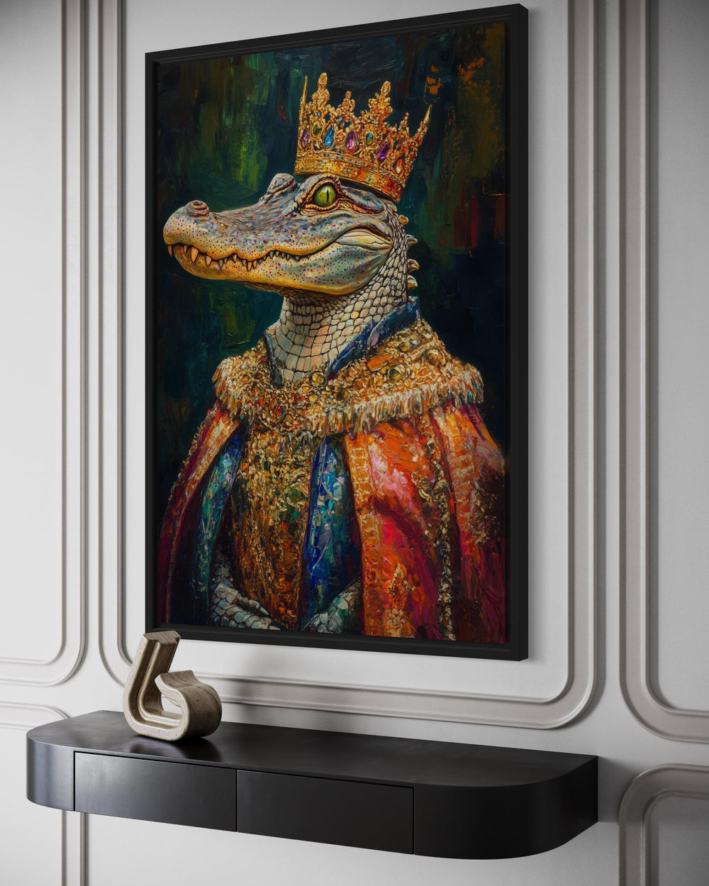 King Alligator With Crown And Robe Victorian Portrait Wall Art