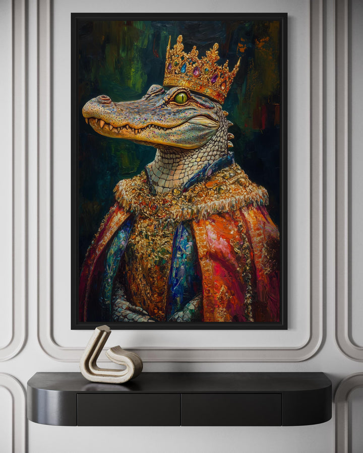 King Alligator With Crown And Robe Victorian Portrait Wall Art