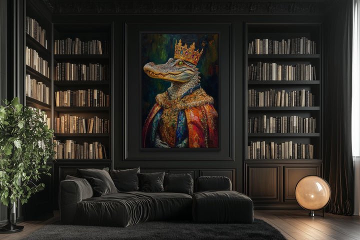 King Alligator With Crown And Robe Victorian Portrait Wall Art
