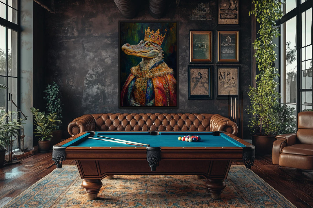 King Alligator With Crown And Robe Victorian Portrait Wall Art