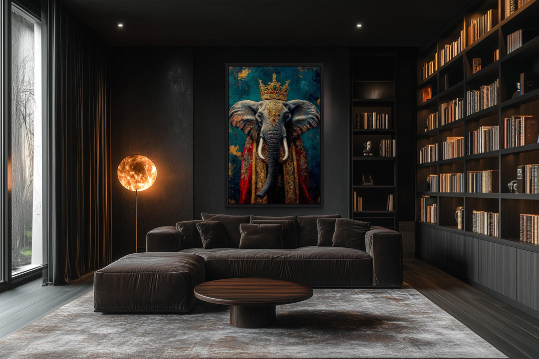 King Elephant With Crown And Robe Victorian Portrait Wall Art