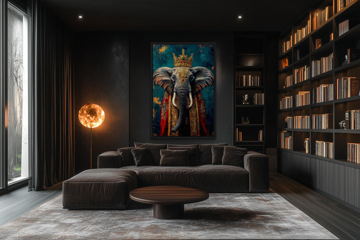 King Elephant With Crown And Robe Victorian Portrait Wall Art