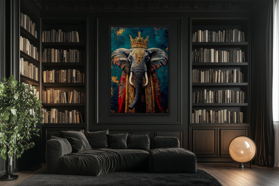 King Elephant With Crown And Robe Victorian Portrait Wall Art