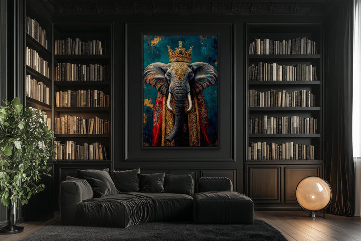 King Elephant With Crown And Robe Victorian Portrait Wall Art