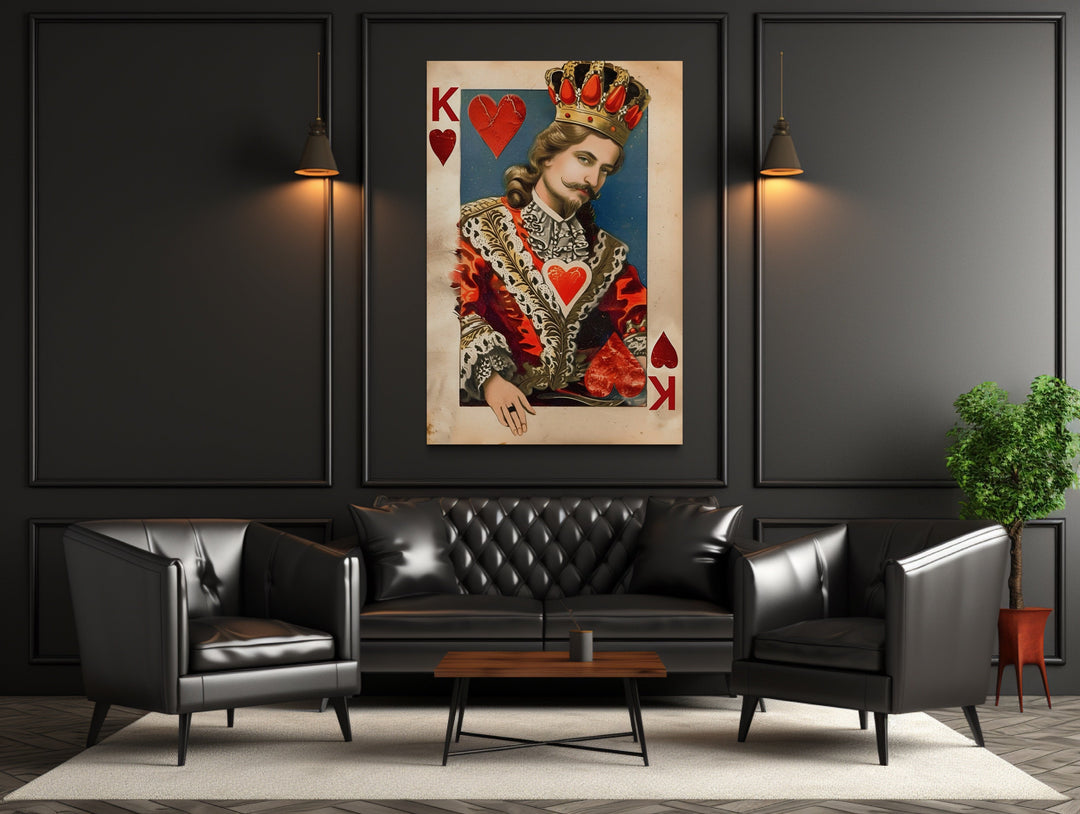 King Of Hearts Framed Canvas Wall Art