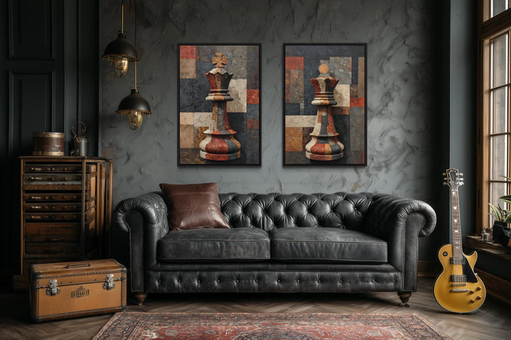King and Queen Chess Wall Art Set of 2