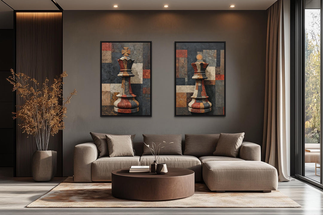 King and Queen Chess Wall Art Set of 2