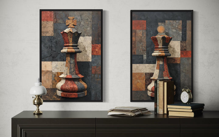King and Queen Chess Wall Art Set of 2