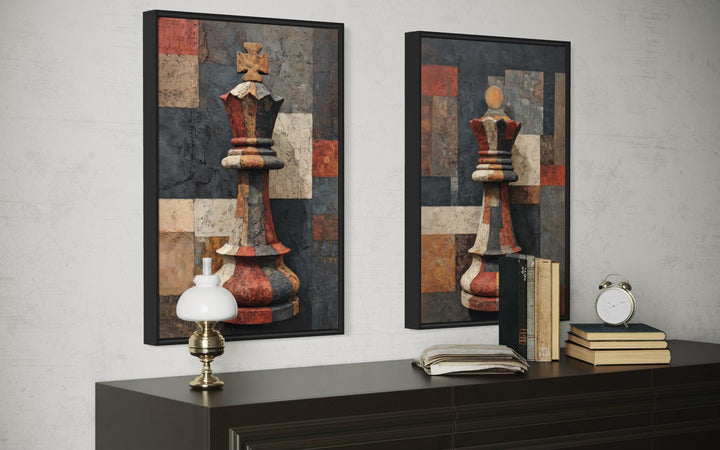 King and Queen Chess Wall Art Set of 2