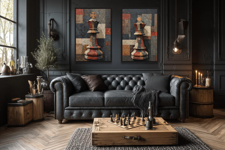 King and Queen Chess Wall Art Set of 2