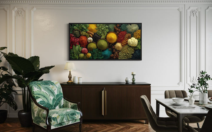 Kitchen Wall Art – Modern Framed Spices And Herbs Culinary Decor For Dining Room