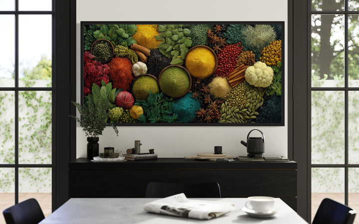 Kitchen Wall Art – Modern Framed Spices And Herbs Culinary Decor For Dining Room