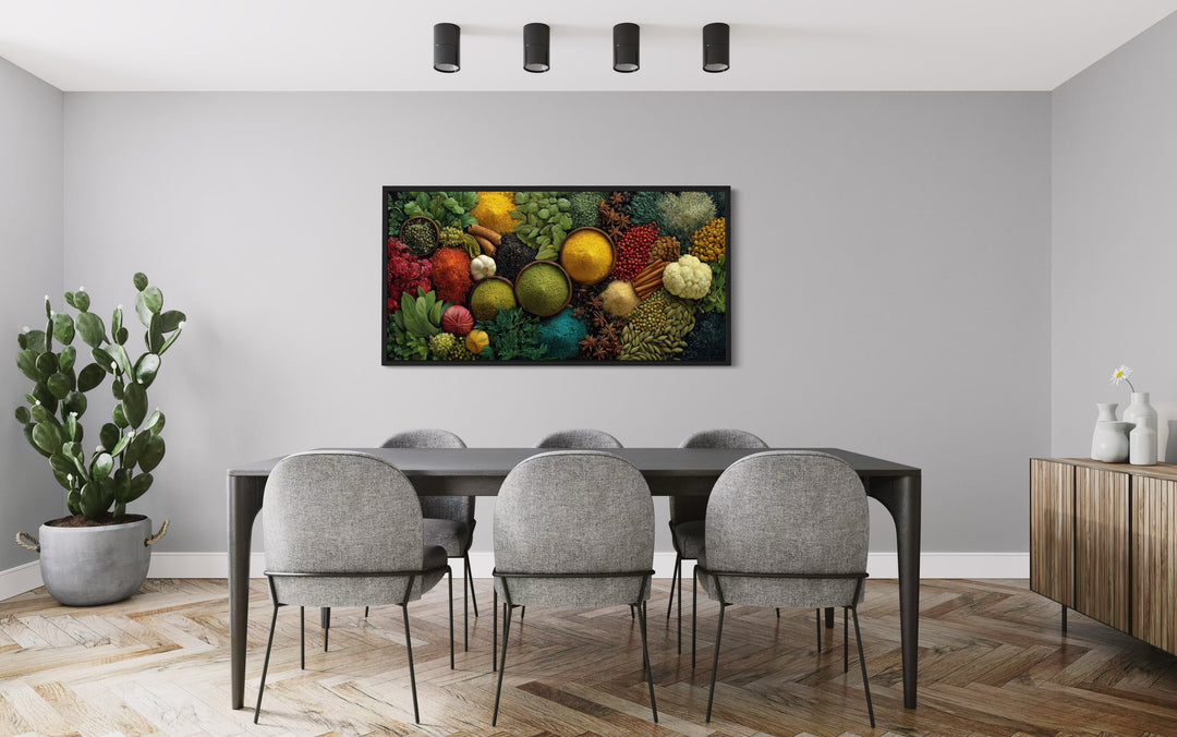 Kitchen Wall Art – Modern Framed Spices And Herbs Culinary Decor For Dining Room