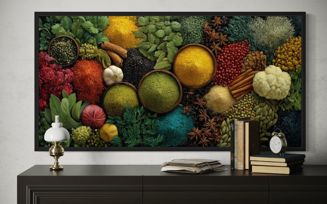Kitchen Wall Art – Modern Framed Spices And Herbs Culinary Decor For Dining Room