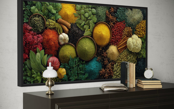 Kitchen Wall Art – Modern Framed Spices And Herbs Culinary Decor For Dining Room