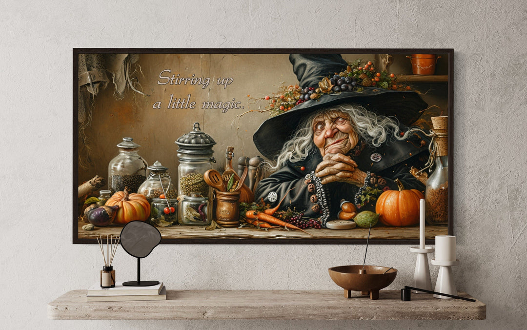 Kitchen Witch Framed Canvas Wall Decor