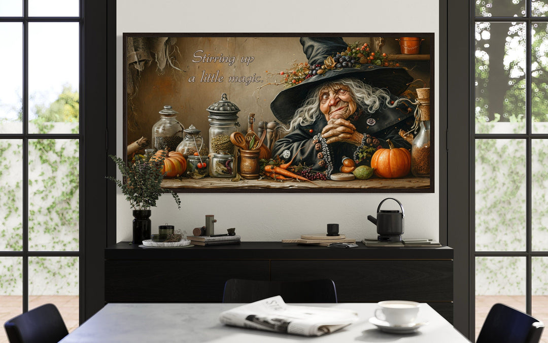 Kitchen Witch Framed Canvas Wall Decor