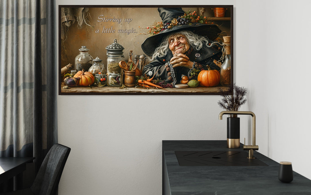 Kitchen Witch Framed Canvas Wall Decor