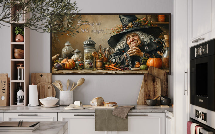 Kitchen Witch Framed Canvas Wall Decor