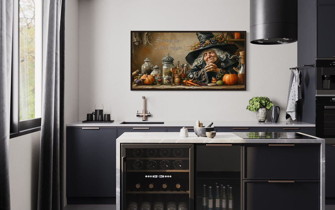 Kitchen Witch Framed Canvas Wall Decor