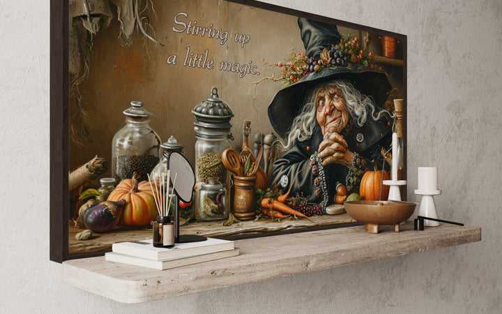 Kitchen Witch Framed Canvas Wall Decor