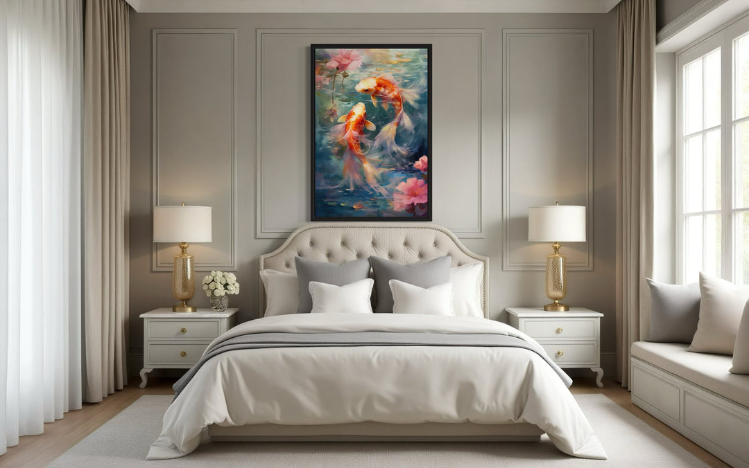 Koi Fish Zen Japanese Framed Canvas Wall Art