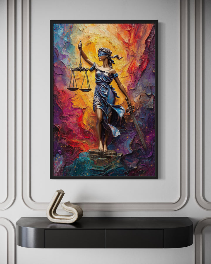 Lady Justice Colorful Abstract Wall Art - Vibrant Legal Themed Canvas Print