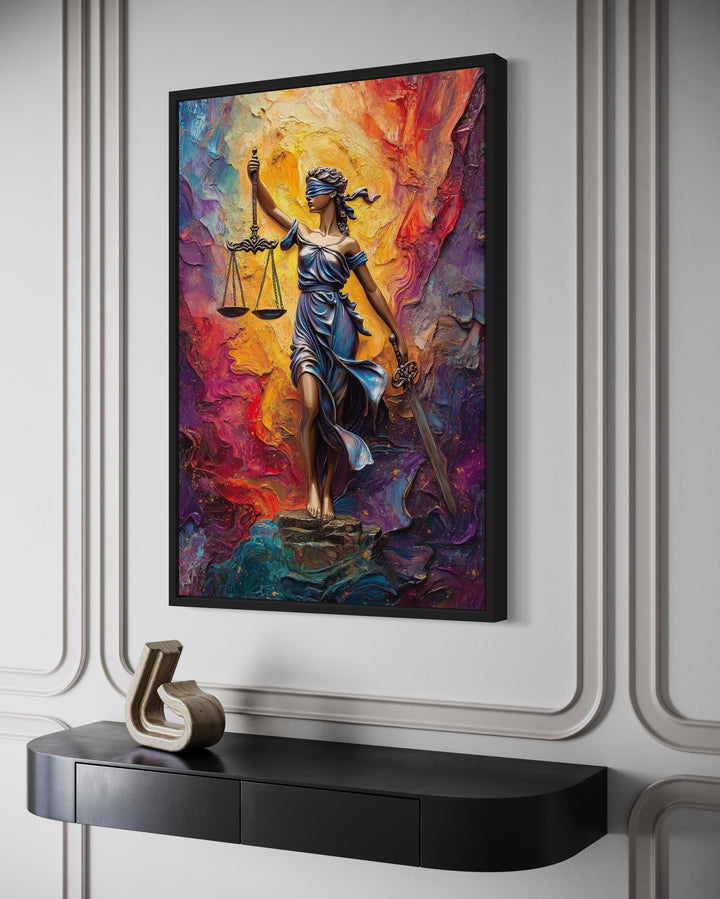 Lady Justice Colorful Abstract Wall Art - Vibrant Legal Themed Canvas Print