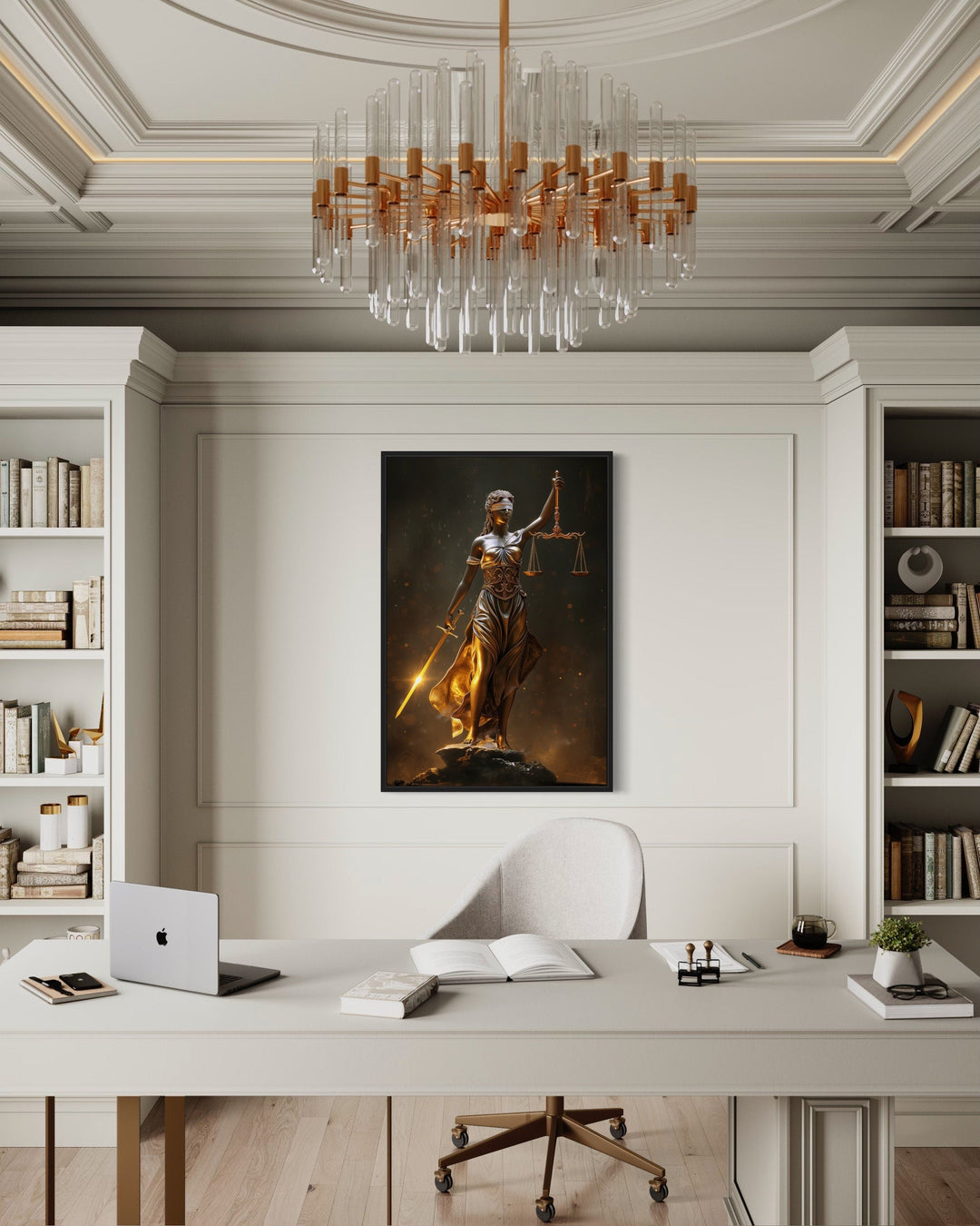 Lady Justice Law Office Framed Canvas Wall Art