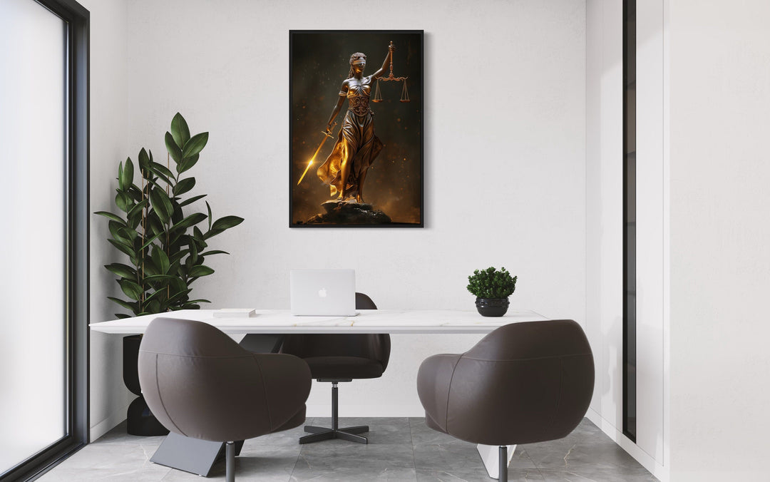 Lady Justice Law Office Framed Canvas Wall Art