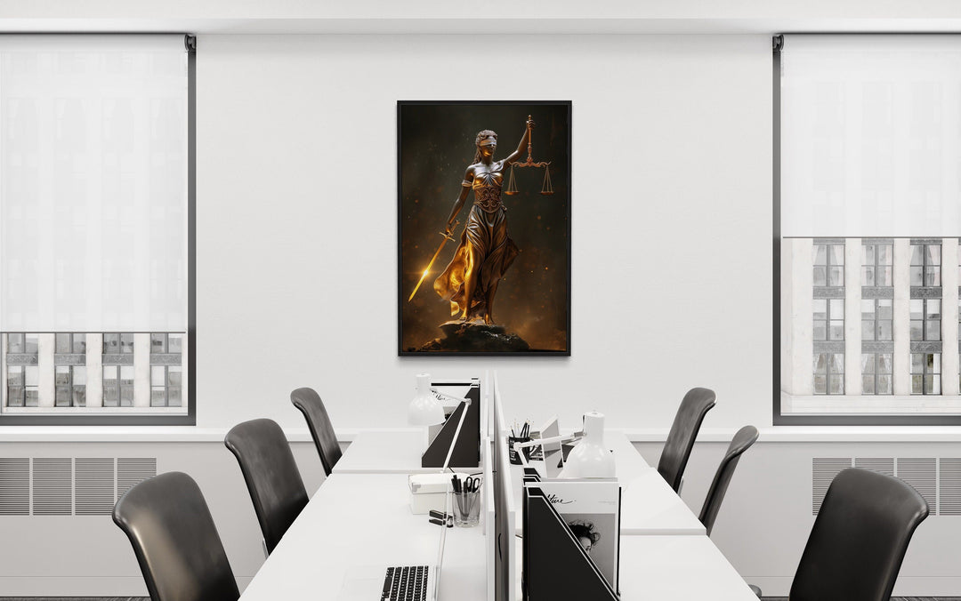 Lady Justice Law Office Framed Canvas Wall Art