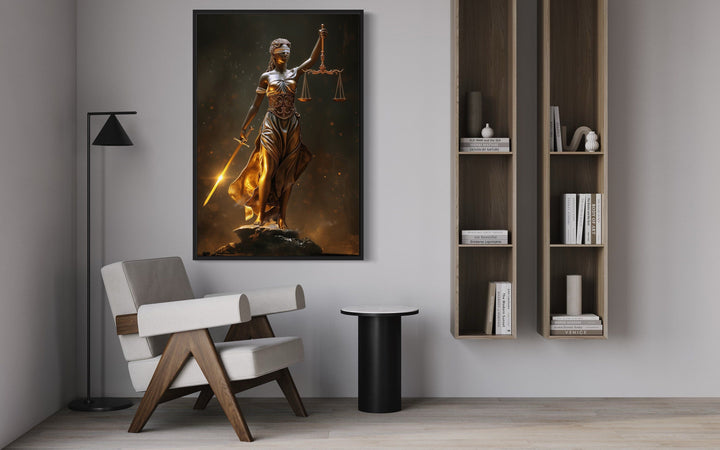 Lady Justice Law Office Framed Canvas Wall Art