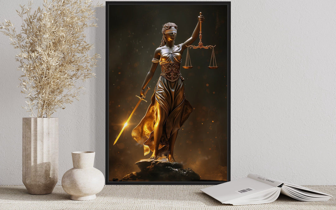 Lady Justice Law Office Framed Canvas Wall Art