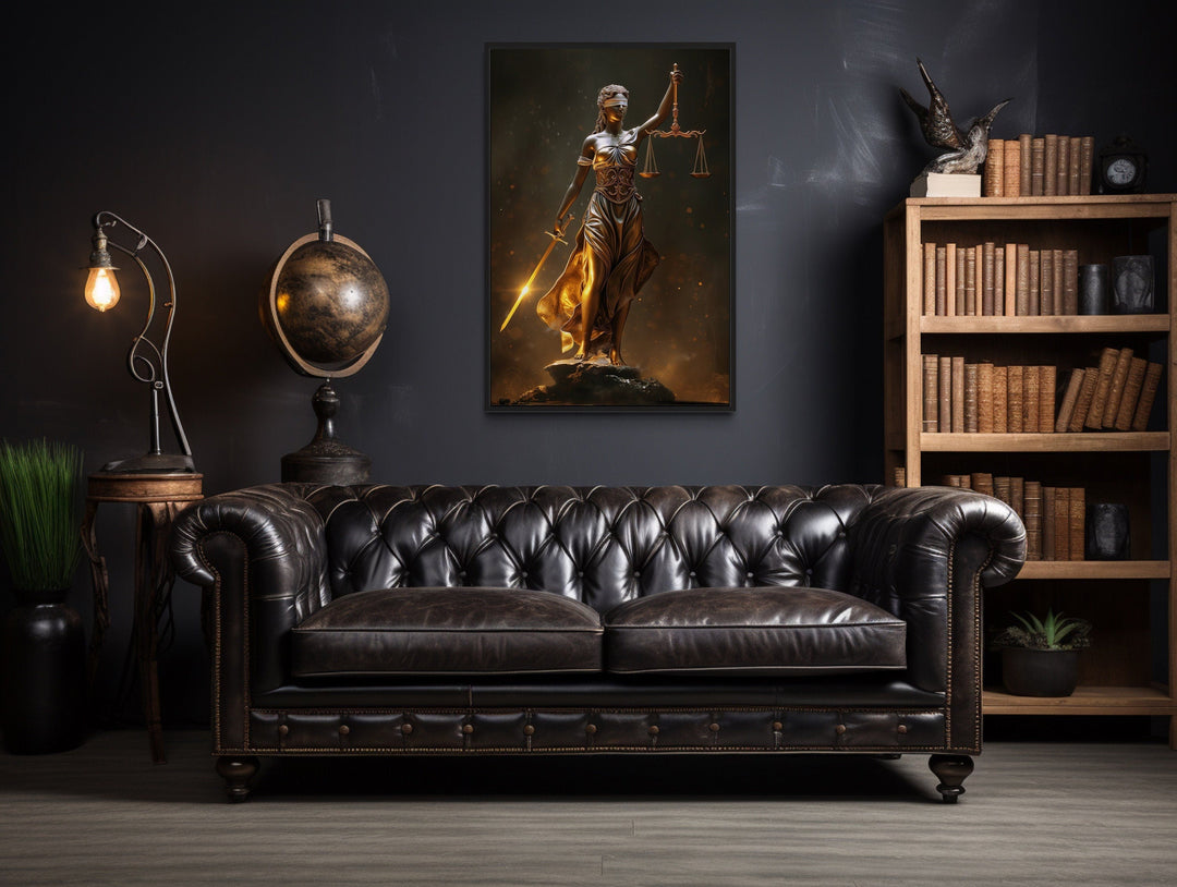 Lady Justice Law Office Framed Canvas Wall Art