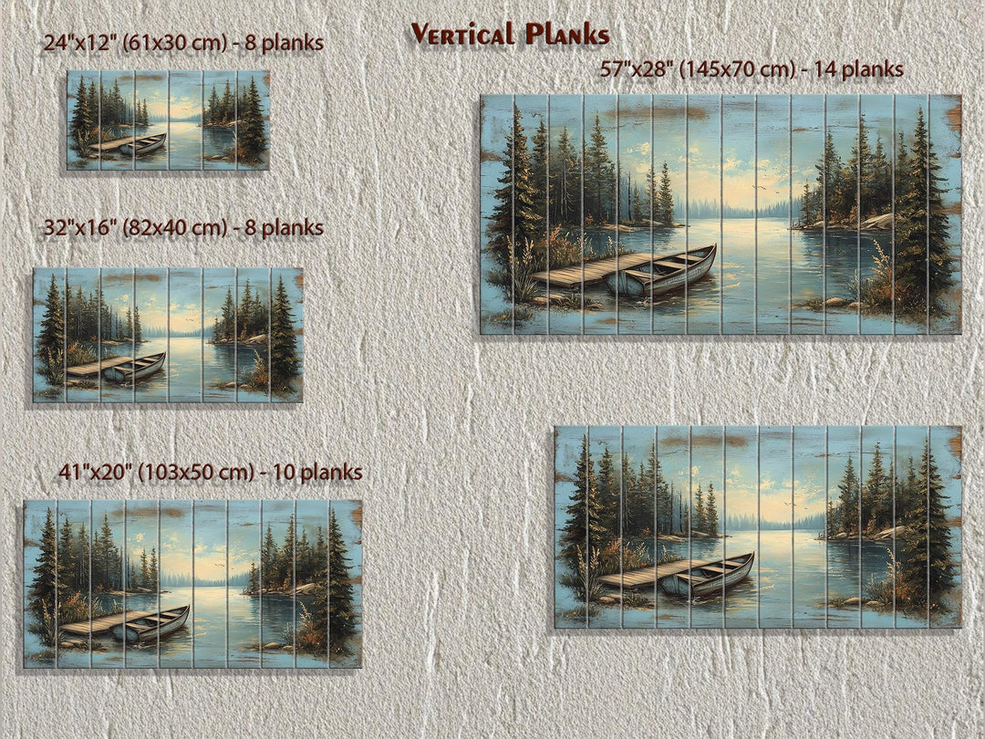 Lake Canoe And Dock Distressed Wood Wall Art