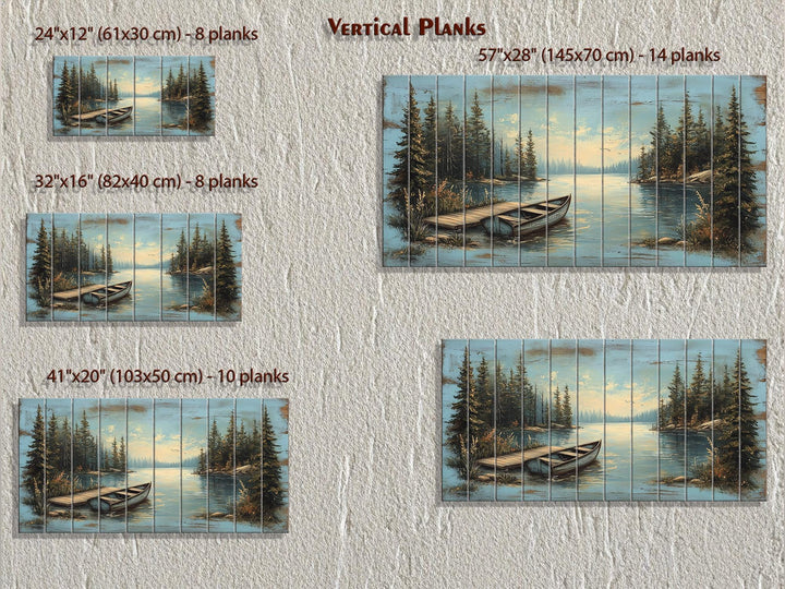 Lake Canoe And Dock Distressed Wood Wall Art