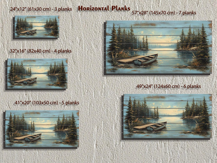 Lake Canoe And Dock Distressed Wood Wall Art