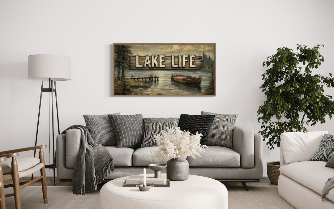 Lake Life Sign Framed Canvas Wall Art