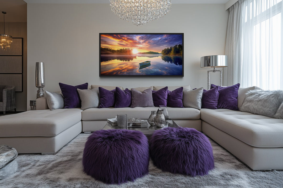 Lake Sunrise Wall Art – Serene Lake Canvas Print for Rustic Cabin Decor