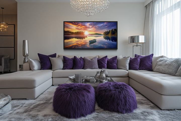 Lake Sunrise Wall Art – Serene Lake Canvas Print for Rustic Cabin Decor