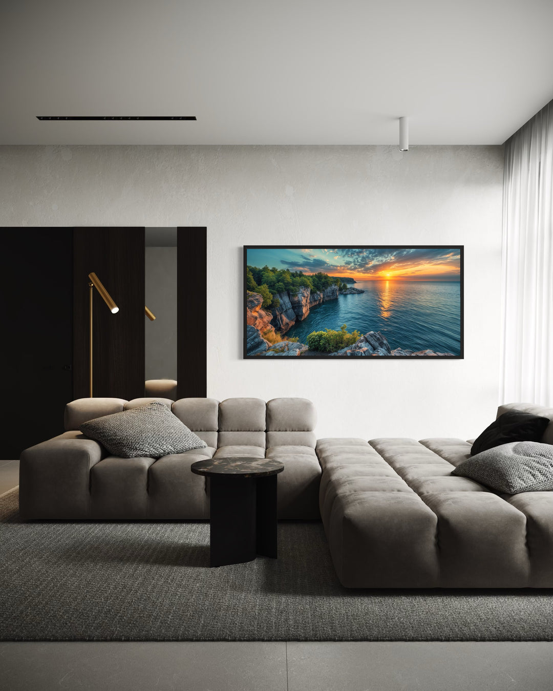 Lake Superior Sunset Canvas - Framed Wall Art | Panoramic Lake Landscape Print
