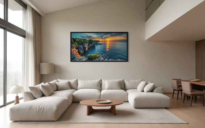 Lake Superior Sunset Canvas - Framed Wall Art | Panoramic Lake Landscape Print