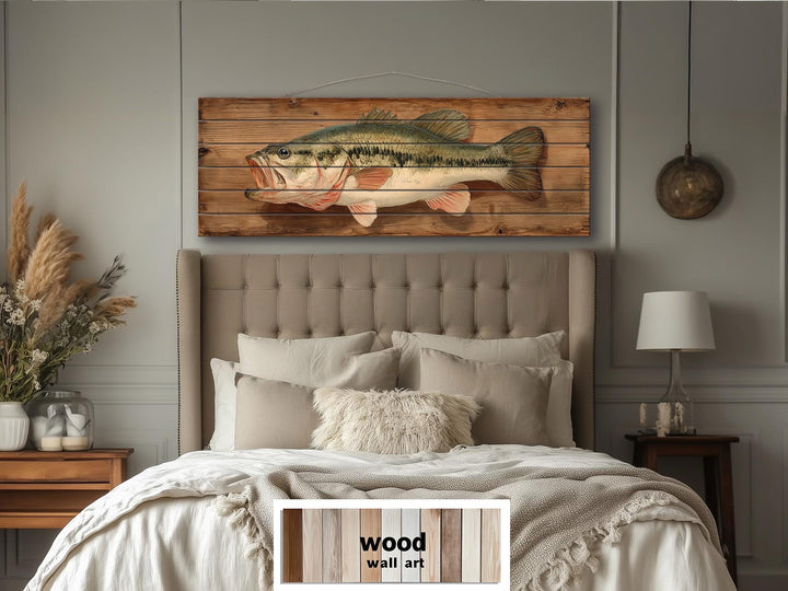 Largemouth Bass Distressed Wood Wall Art For Fishing Cabin Decor
