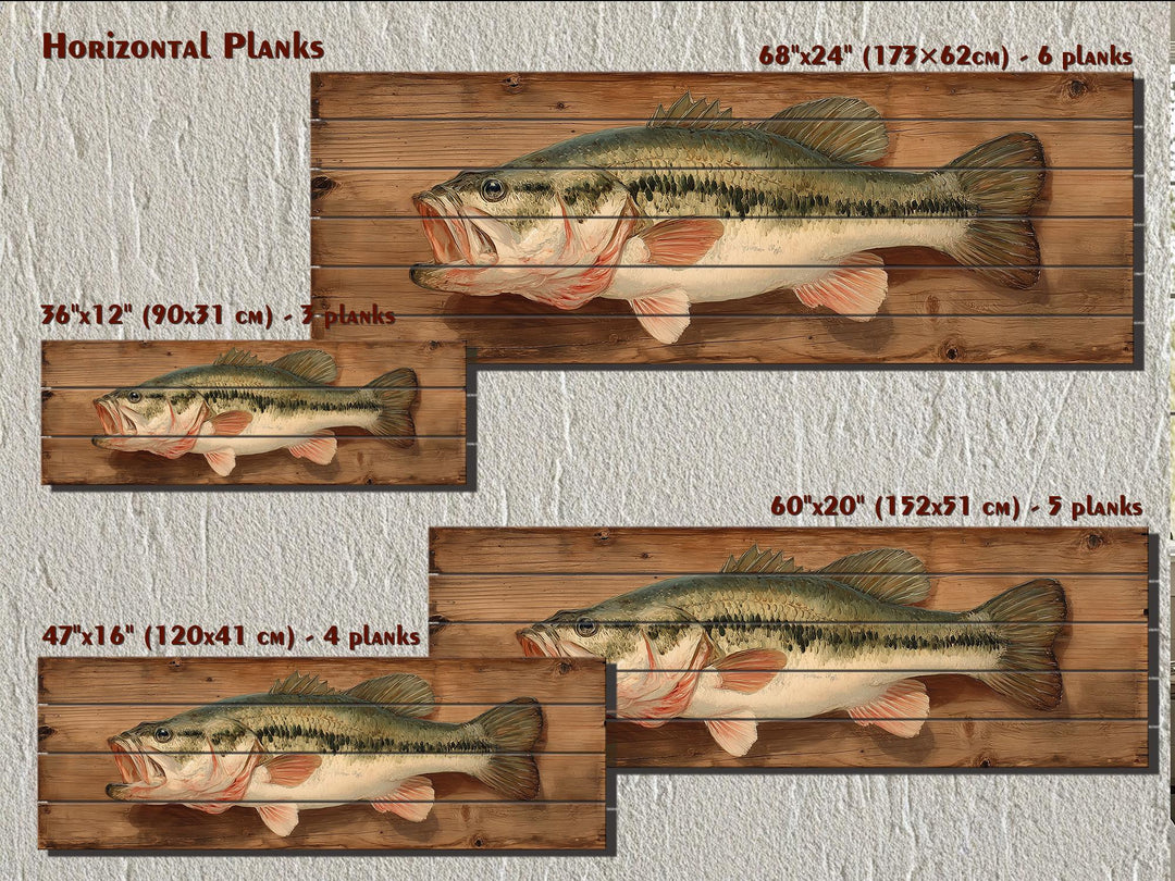 Largemouth Bass Distressed Wood Wall Art For Fishing Cabin Decor