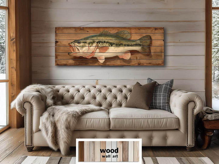 Largemouth Bass Distressed Wood Wall Art For Fishing Cabin Decor
